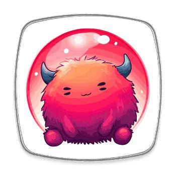 Fluffiges Monstergesicht Gradient - Viereckiger Kühlschrankmagnet - Weiß - Vorne