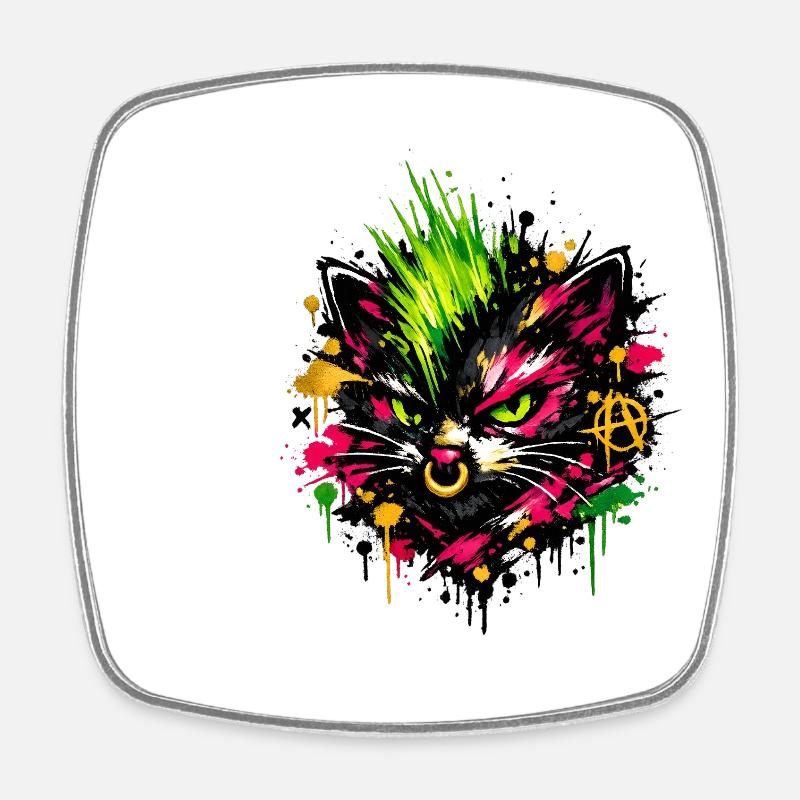 Éclaboussures de graffitis de chat néon - Magnet carré - blanc