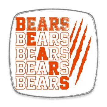 Bears Text with Distressed Claw Marks - Square fridge magnet - white - Front