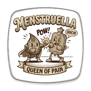 Menstruella Boxkampf – Wärmflasche Retro Design - Viereckiger Kühlschrankmagnet - Weiß - Vorne