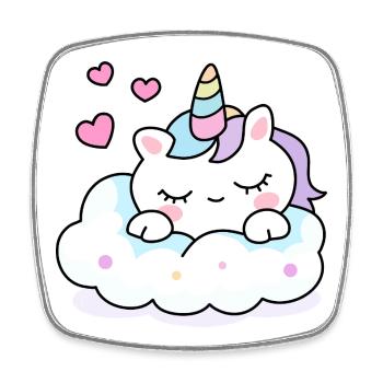 Schlafender Einhorn-Kawaii – Niedliches Valentinstagsdesign - Viereckiger Kühlschrankmagnet - Weiß - Vorne