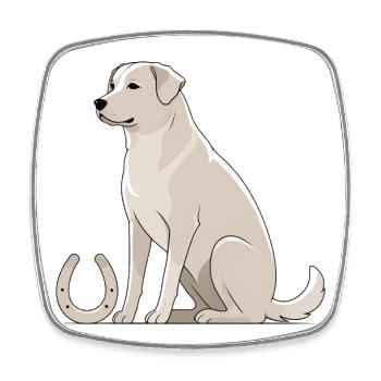 Labrador Silhouette mit Hufeisen - Viereckiger Kühlschrankmagnet - Weiß - Vorne