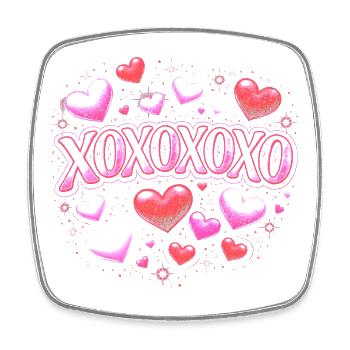 XOXOXO Herzen Neon Glanz - Viereckiger Kühlschrankmagnet - Weiß - Vorne