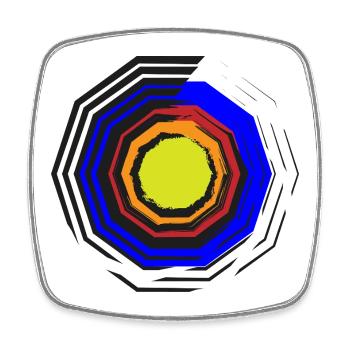 Farbkreis-Oktagon Neon Zentrum - Viereckiger Kühlschrankmagnet - Weiß - Vorne