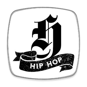 Hip-Hop-Typografie auf Schwarz - Viereckiger Kühlschrankmagnet - Weiß - Vorne
