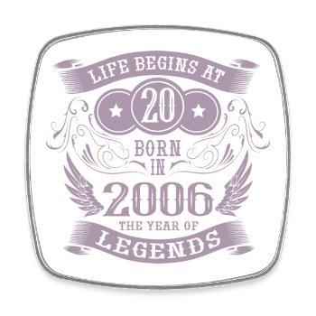 20th Birthday Vintage 2006 Angel Legends Life - Square fridge magnet - white - Front