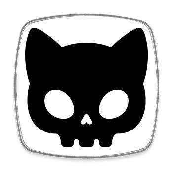 Katzen-Schädel Silhouette | Cute Gothic Maske - Viereckiger Kühlschrankmagnet - Weiß - Vorne