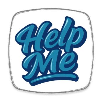 Help Me Blue Script Logo - Square fridge magnet - white - Front