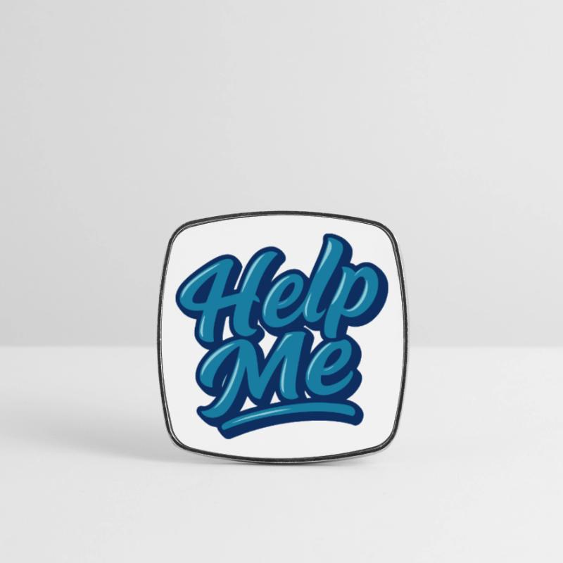Help Me Blue Script Logo Magnet carré