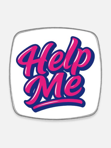 Help Me Neon Script - Square fridge magnet - white