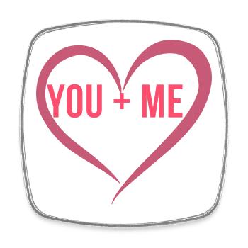 Modèle de t-shirt romantique du couple Toi + Moi Heart - Magnet carré - blanc - Devant