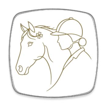 Dressage de chevaux minimaliste en silhouette - Magnet carré - blanc - Devant