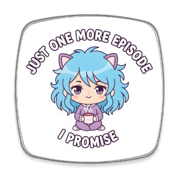 Just One More Episode: Anime Girl & Kakao - Viereckiger Kühlschrankmagnet - Weiß - Vorne