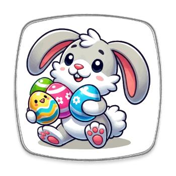 Easter bunny with colorful eggs - Square fridge magnet - white - Front
