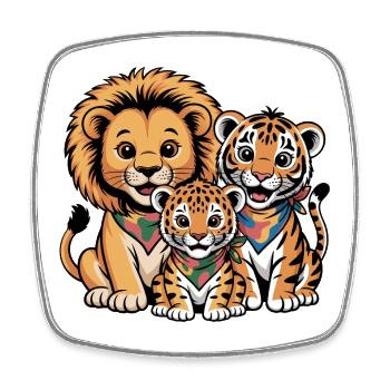 Amis Lion Tigre Léopard mignons - Magnet carré - blanc - Devant