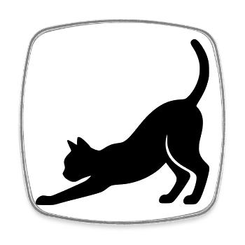 Silhouette de chat Étirement Vecteur ludique - Magnet carré - blanc - Devant