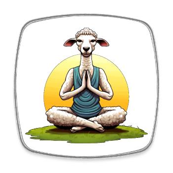 Yoga Schaf - Viereckiger Kühlschrankmagnet - Weiß - Vorne