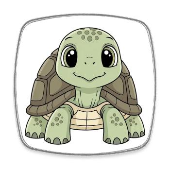 Schildkröte der Sterne Cartoon - Viereckiger Kühlschrankmagnet - Weiß - Vorne