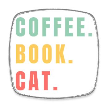 COFFEE BOOK CAT - Viereckiger Kühlschrankmagnet - Weiß - Vorne