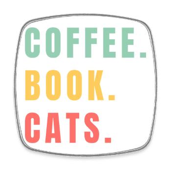 COFFEE BOOK CATS - Viereckiger Kühlschrankmagnet - Weiß - Vorne