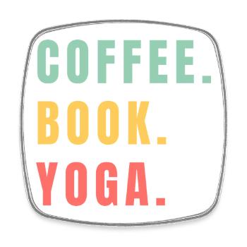 COFFEE BOOK YOGA - Viereckiger Kühlschrankmagnet - Weiß - Vorne