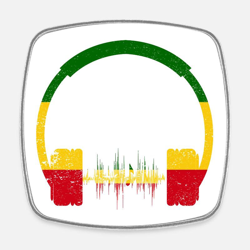 Conception des ondes casques reggae - Magnet carré - blanc