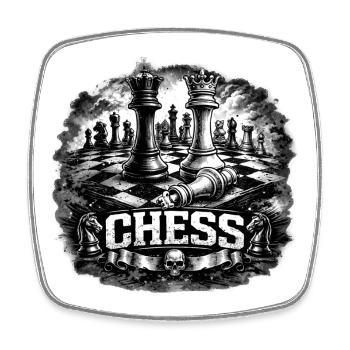 Chess Power – King & Queen in Battle - Square fridge magnet - white - Front
