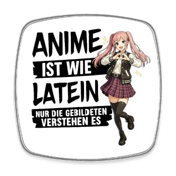 Anime Schulmädchen Herzpose - Viereckiger Kühlschrankmagnet - Weiß - Vorne