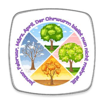 Jahresuhr. Ohrwurm - Viereckiger Kühlschrankmagnet - Weiß - Vorne
