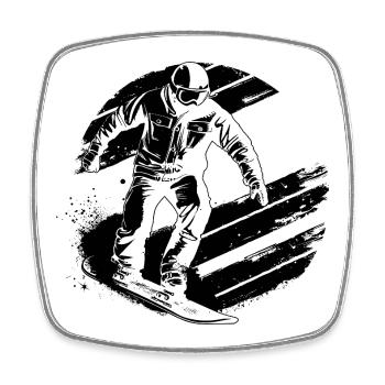 Snowboarder - Viereckiger Kühlschrankmagnet - Weiß - Vorne