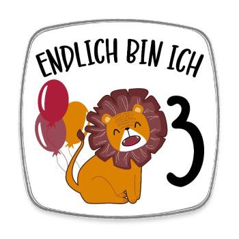 Anniversaire Lion 3 ans Leo Cadeau de fête - Magnet carré - blanc - Devant