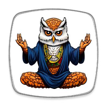 Yoga par hibou - Magnet carré - blanc - Devant