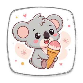 Iced Koala Kawaii Summer - Square fridge magnet - white - Front
