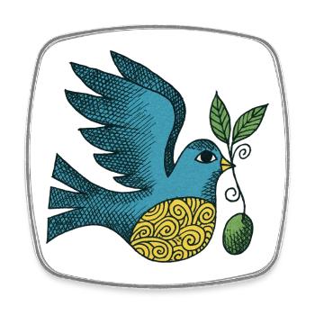 Azurblauer Vogel mit wirbelndem Bauch - Viereckiger Kühlschrankmagnet - Weiß - Vorne