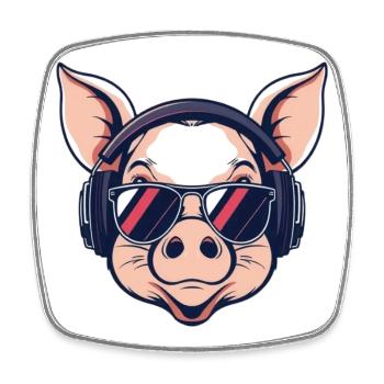 cool pig with sunglasses carnival carnival - Square fridge magnet - white - Front