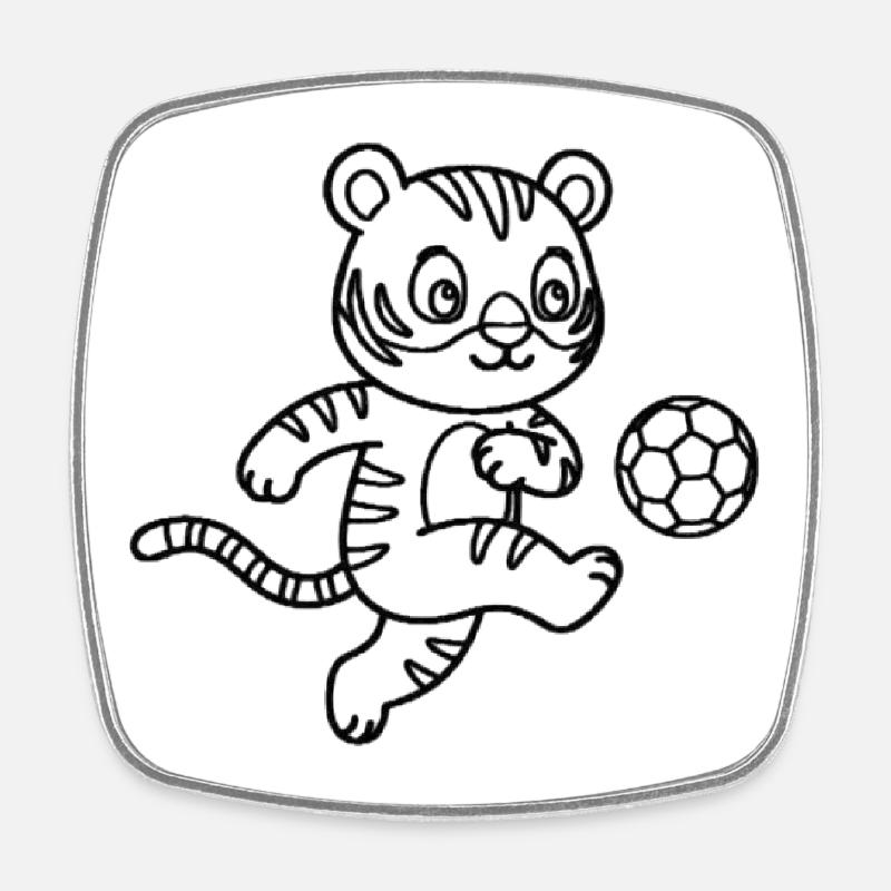 Playful tiger Soccer Charm - Square fridge magnet - white