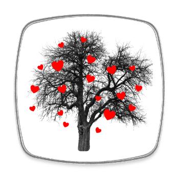 Rote Herzen Baum mit Herzen - Viereckiger Kühlschrankmagnet - Weiß - Vorne