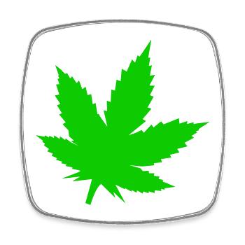 Motif de feuilles de cannabis vertes - Magnet carré - blanc - Devant
