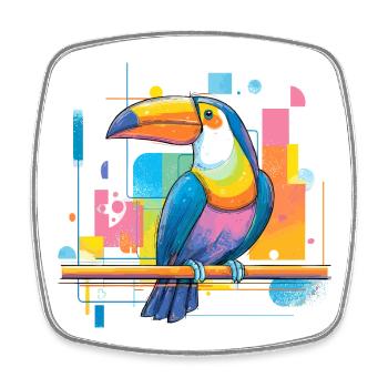 Toucan coloré sur des surfaces néon - Magnet carré - blanc - Devant
