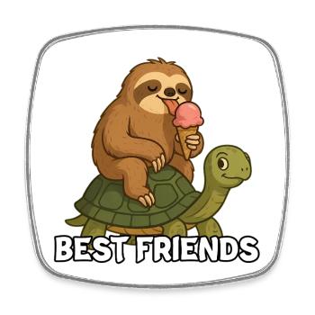 Best Friends Sloth Turtle - Square fridge magnet - white - Front