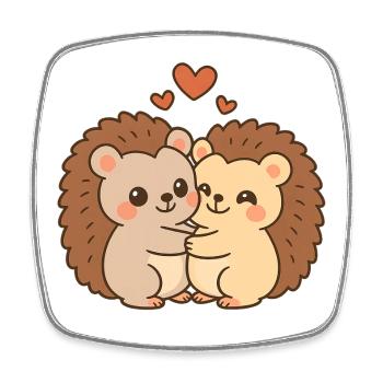 Valentinstag Herz Igel Paar - Viereckiger Kühlschrankmagnet - Weiß - Vorne