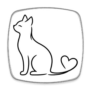 Elegant Cat with Heart Tail | Minimal Love Line Ar - Viereckiger Kühlschrankmagnet - Weiß - Vorne