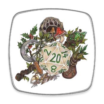 Rollenspiel Tabletop D20 Würfel Geschenk Druide - Viereckiger Kühlschrankmagnet - Weiß - Vorne