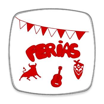 Red Feria: Stier, Gitarre und Bandana - Viereckiger Kühlschrankmagnet - Weiß - Vorne