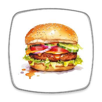 Burger - Viereckiger Kühlschrankmagnet - Weiß - Vorne