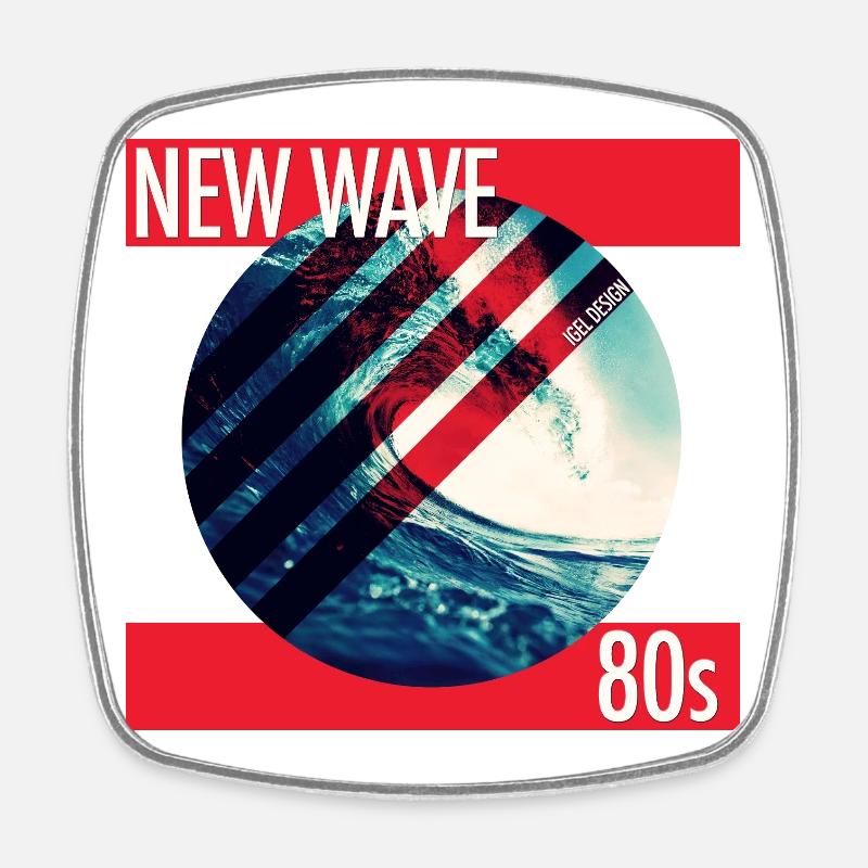 New Wave Neon Surf 80s - Square fridge magnet - white