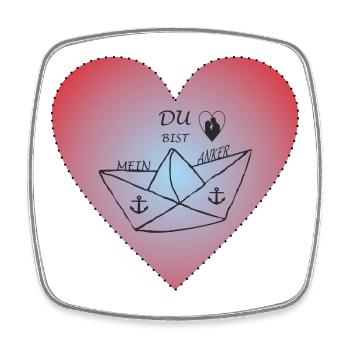 Ancre du navire des amoureux du cœur - Magnet carré - blanc - Devant
