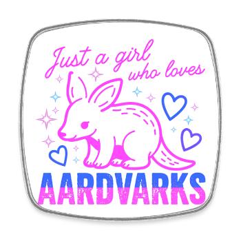 Just a Girl Loves Aardvarks Neon - Square fridge magnet - white - Front