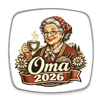 Oma 2026 Loading Geschenk Enkelkind  - Viereckiger Kühlschrankmagnet - Weiß - Vorne