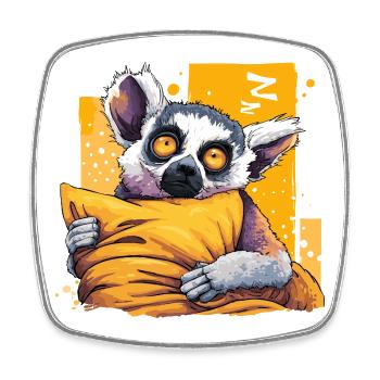 Lemur Kuschelheld Neonaugen - Viereckiger Kühlschrankmagnet - Weiß - Vorne